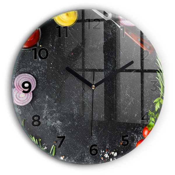 Légumes sur la table Pendule murale ronde 60 cm
