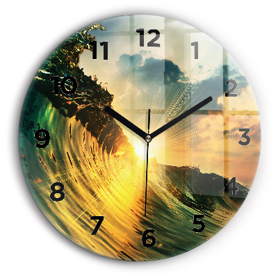 Vague coucher de soleil Horloge ronde murale 60 cm