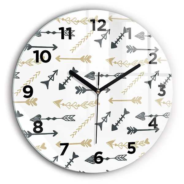 Motif géométrique de hipster Horloge ronde en verre 60 cm