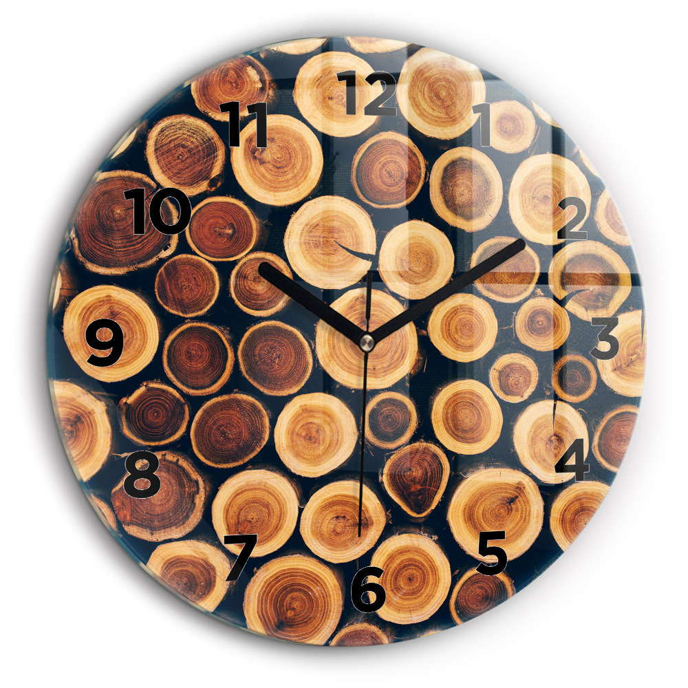 Bois Horloge ronde en verre 60 cm
