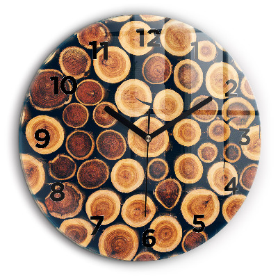 Bois Horloge ronde en verre 60 cm