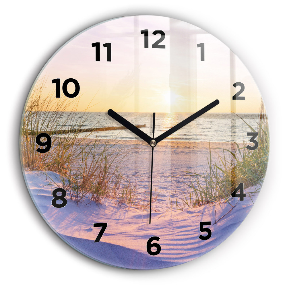 Soleil polonais Mer Horloge ronde en verre 60 cm