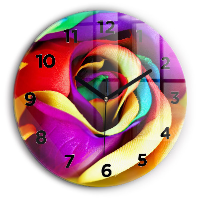 Rose arc-en-ciel Horloge ronde en verre 60 cm