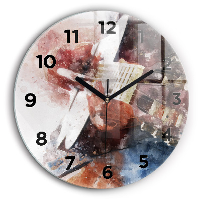 Visualisation de la guitare Pendule murale ronde 60 cm