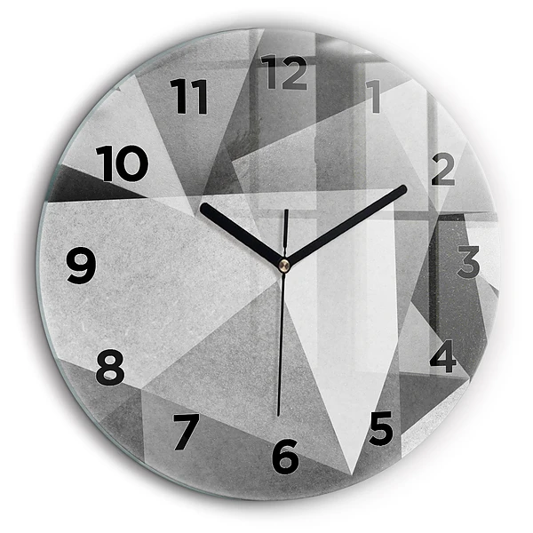 Abstraction géométrique grise Pendule murale ronde 60 cm