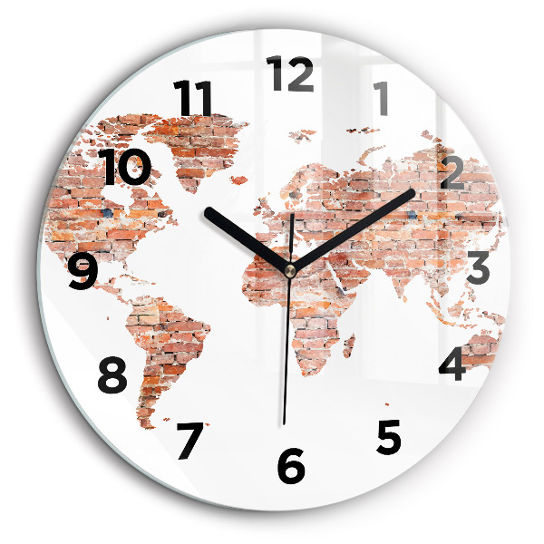 Ancienne carte en briques Horloge ronde 60 cm