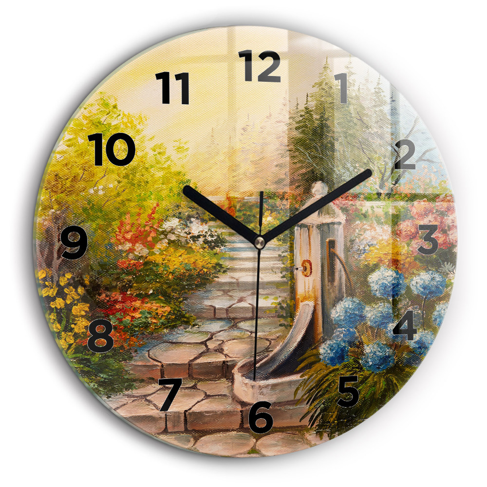 Composition à l'huile dans une forêt Pendule murale ronde 60 cm