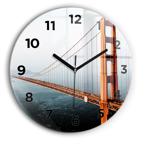 Pont du Golden Gate Horloge ronde en verre 60 cm