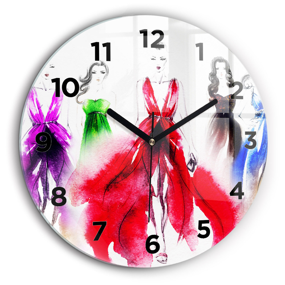 Femmes en robes colorées Horloge ronde murale 60 cm