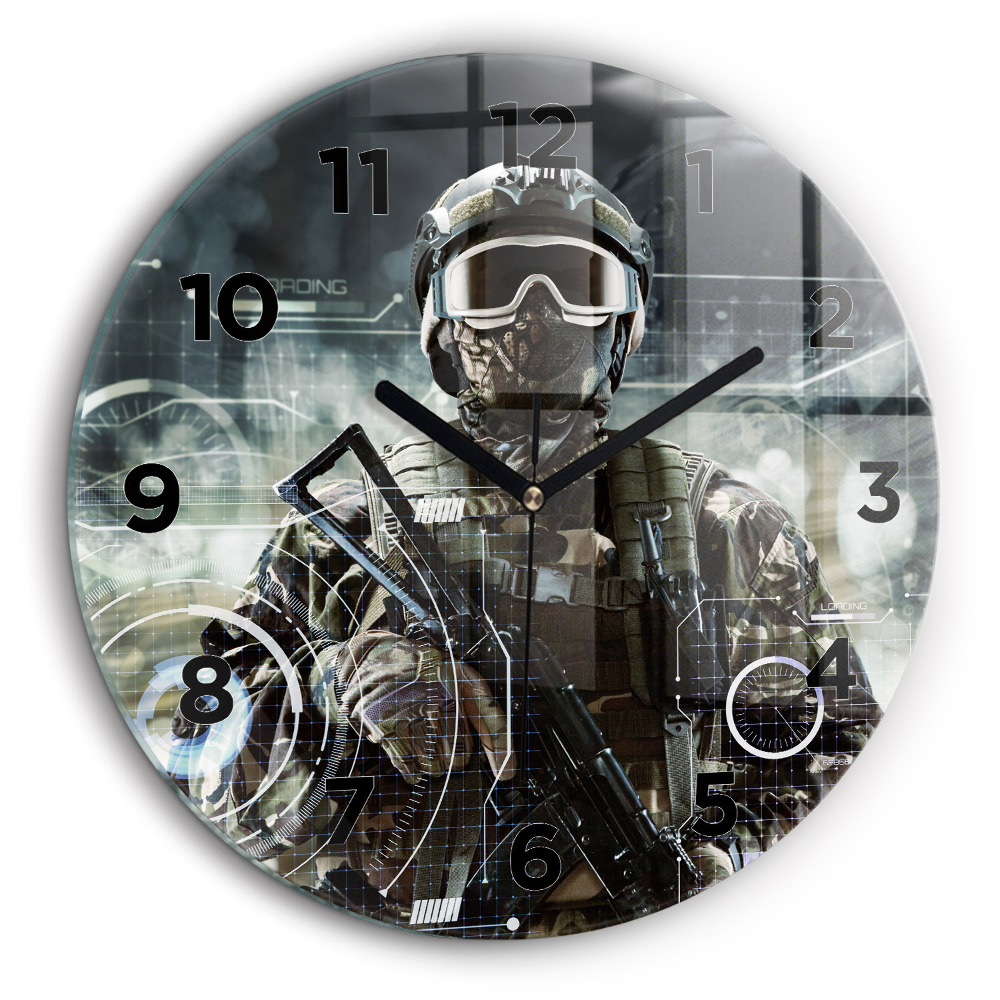 Soldat avec un fusil Horloge ronde murale 60 cm