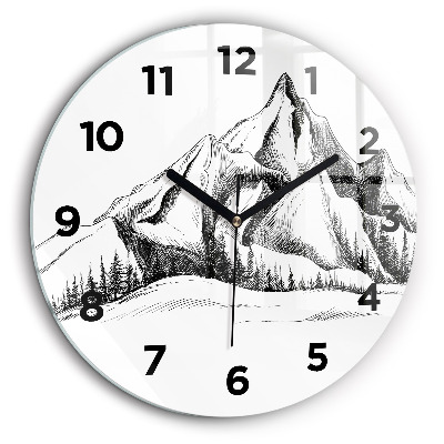 Montagnes dessinées Horloge ronde 60 cm