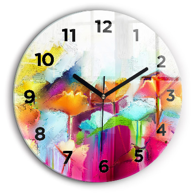Fleurs abstraites Horloge ronde 60 cm