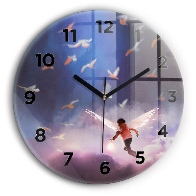 Garçon avec des ailes Pendule murale ronde 60 cm