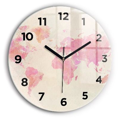 Carte du monde en aquarelle Horloge ronde en verre 60 cm
