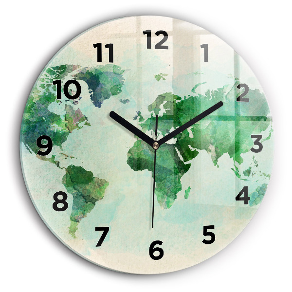 Aquarelle carte du monde Horloge ronde murale 60 cm