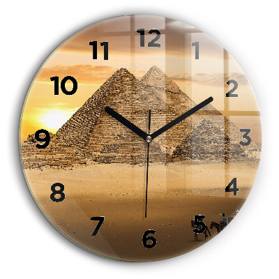 Pyramides et coucher de soleil Horloge ronde murale 60 cm