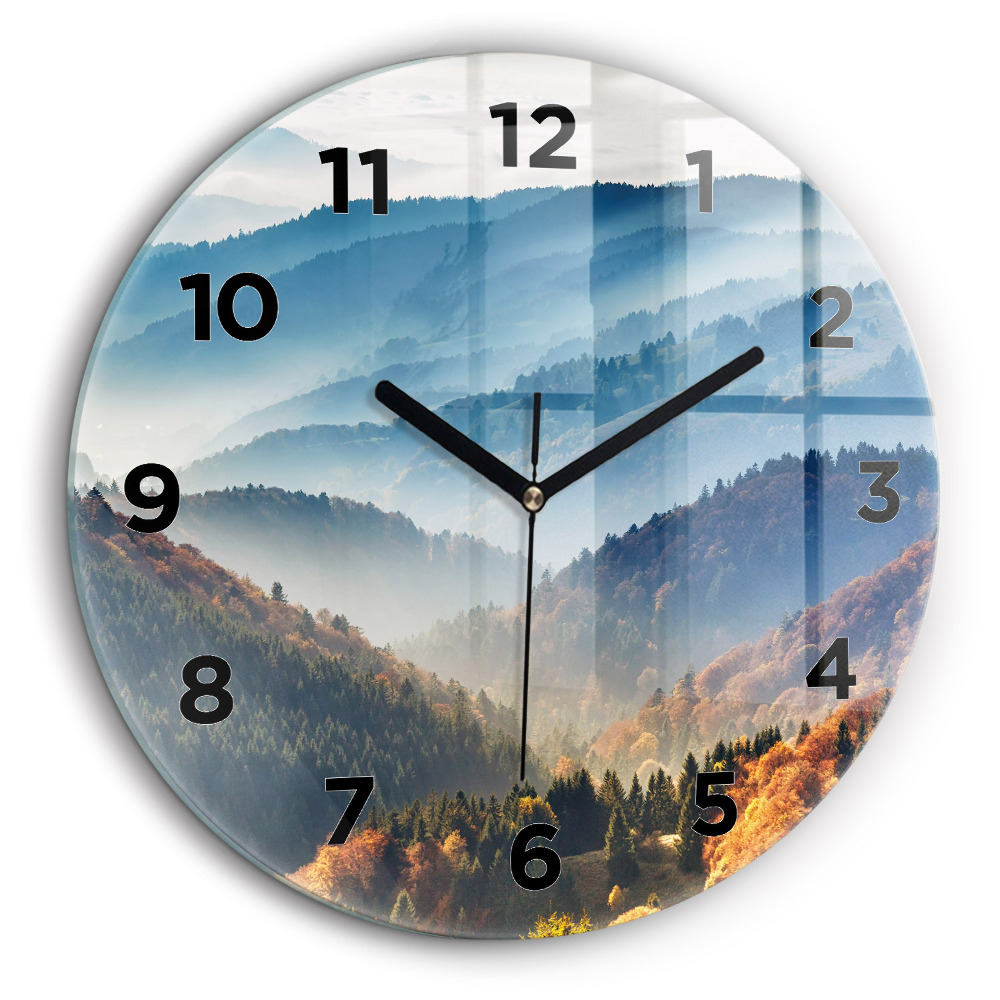 Paysage de montagne Horloge ronde en verre 60 cm