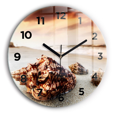 Coquillage sur la plage Pendule murale ronde 60 cm