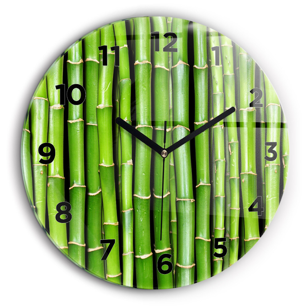 Bambou asiatique Horloge ronde en verre 60 cm