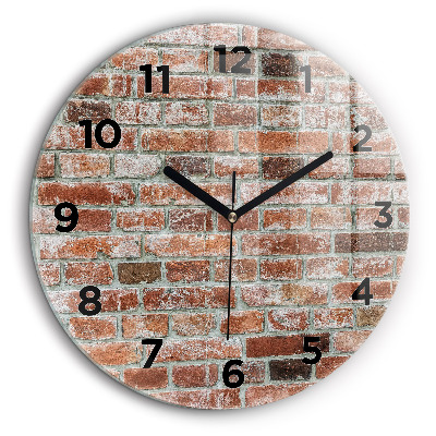 Mur de briques Horloge ronde en verre 60 cm