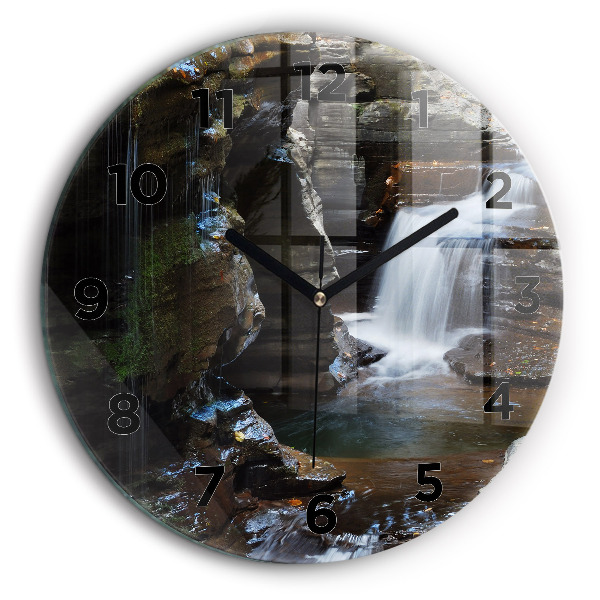 Cascade et rochers d'Islande Pendule murale ronde 60 cm