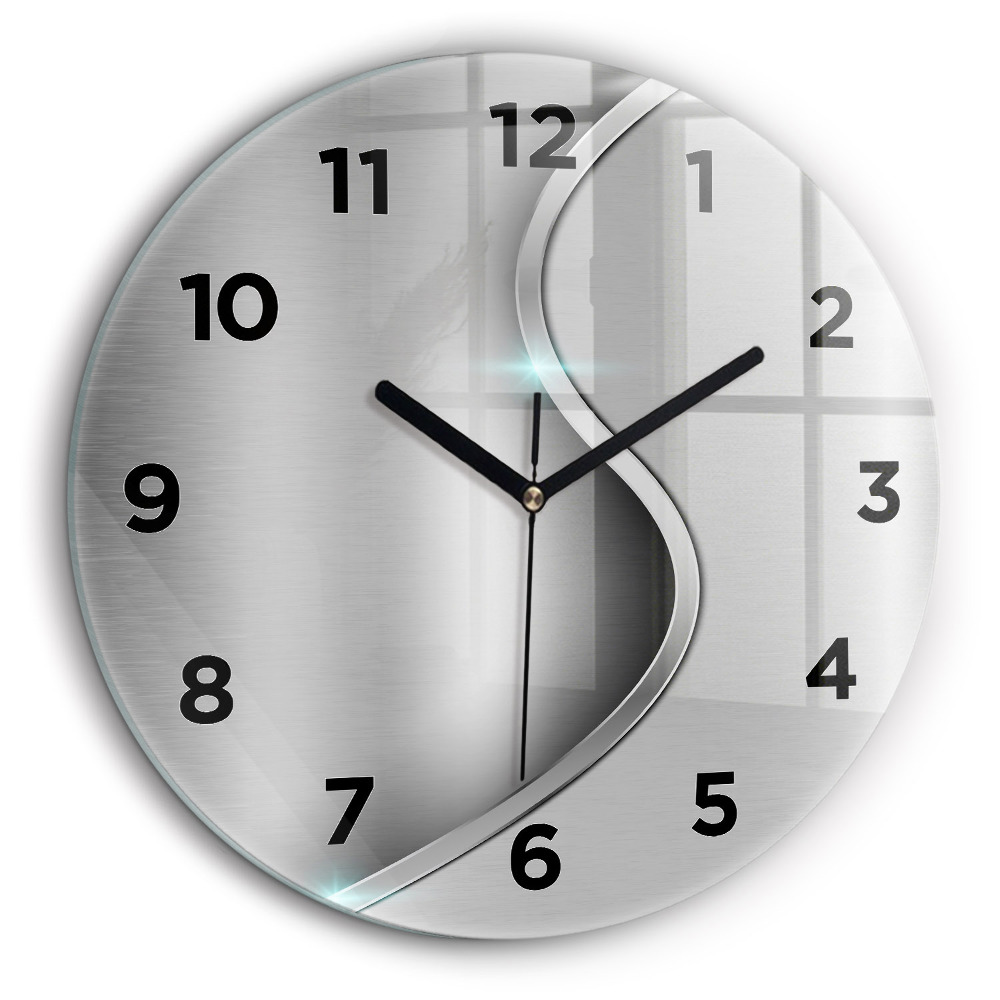 Abstraction en métal gris Horloge ronde murale 60 cm