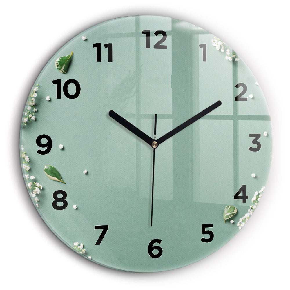 Fleurs délicates Horloge ronde en verre 60 cm
