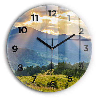 Paysage avec forêts Horloge ronde en verre 60 cm