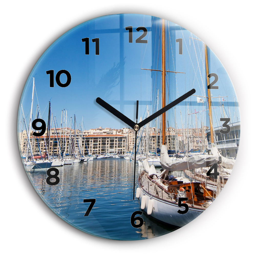 Port de plaisance de Marseille France Horloge ronde murale 60 cm