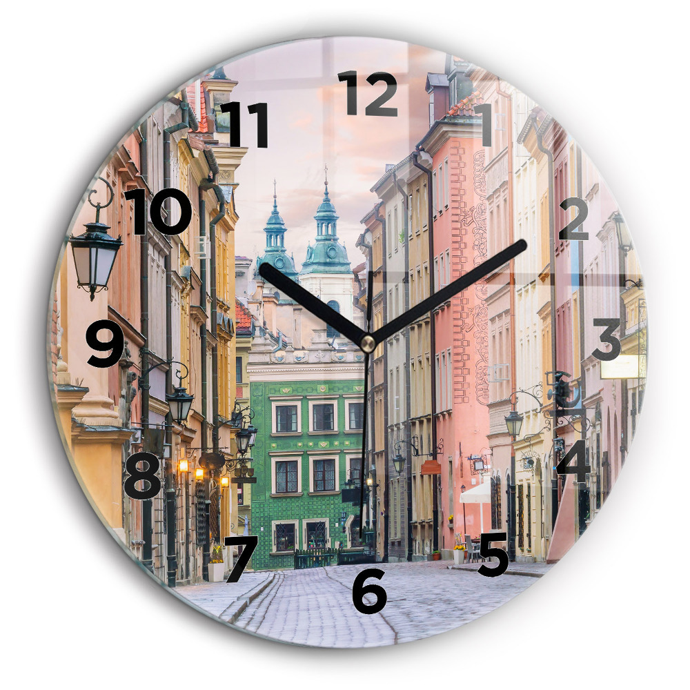 Vieille ville de Varsovie Horloge ronde en verre 60 cm