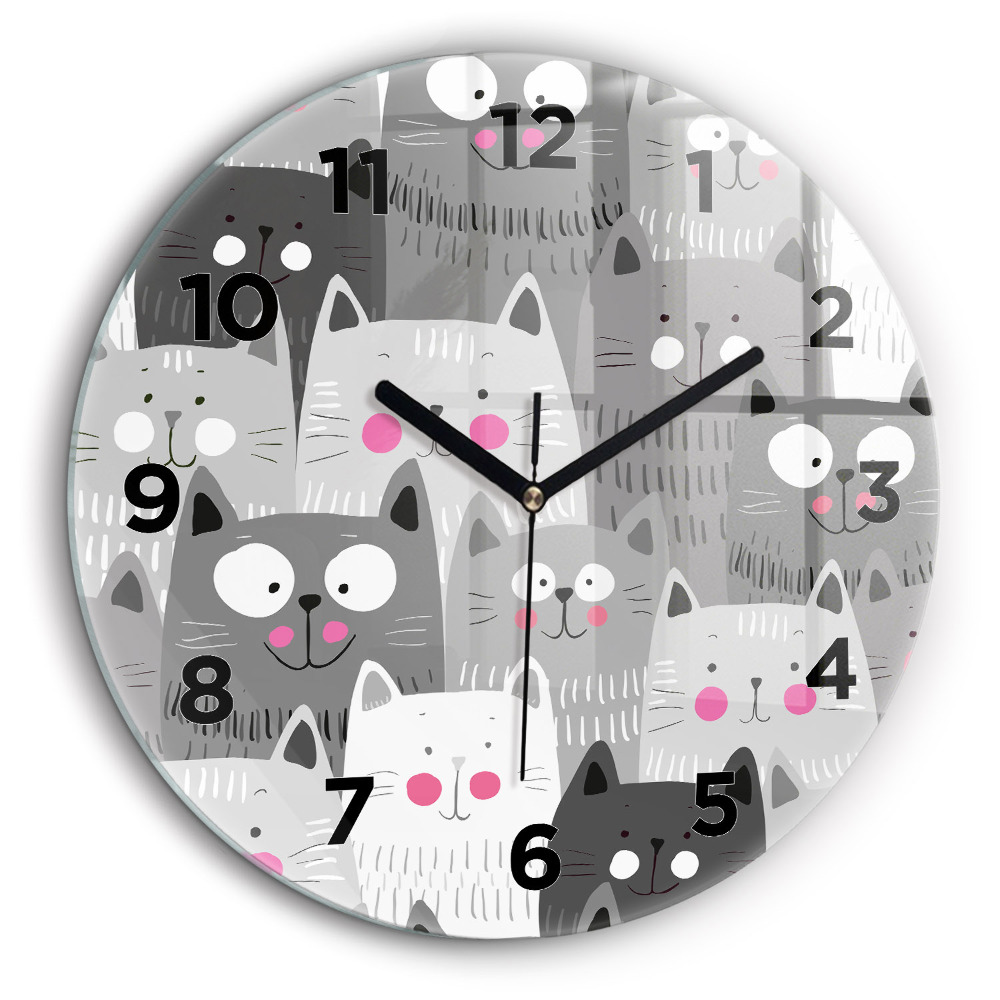 Motif avec des chats Horloge ronde 60 cm