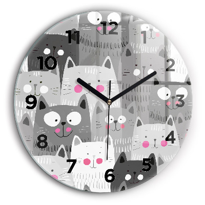 Motif avec des chats Horloge ronde 60 cm