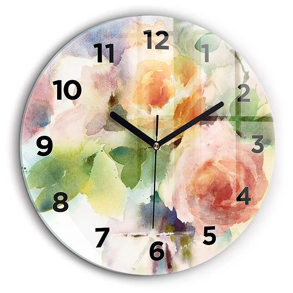 Roses dans un vase aquarelle Horloge ronde 60 cm