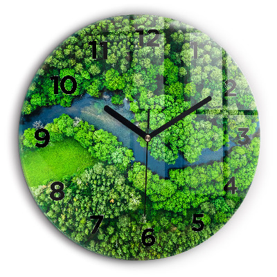 Rivière dans une forêt Pendule murale ronde 60 cm