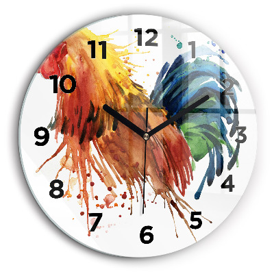 Coq coloré Horloge ronde murale 60 cm