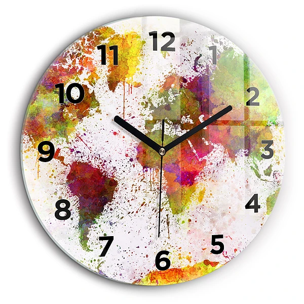 Carte du monde en aquarelle Horloge ronde 60 cm