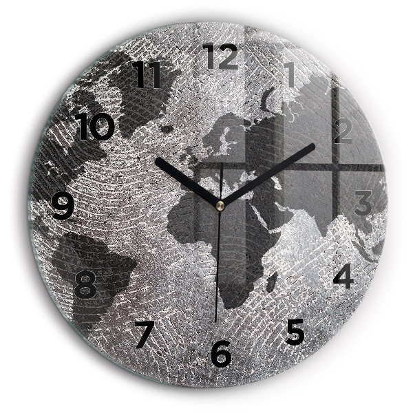 Carte du monde en béton Horloge ronde murale 60 cm