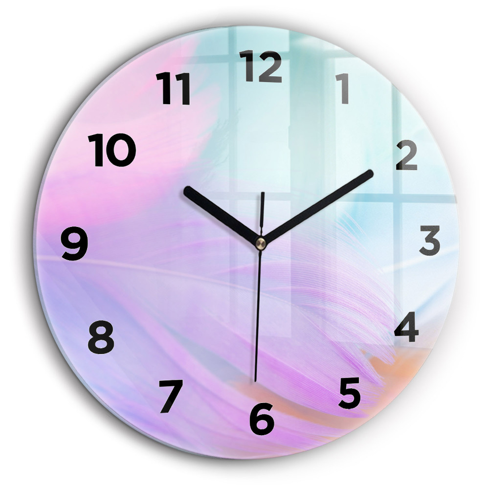 Plumes colorées Horloge ronde 60 cm