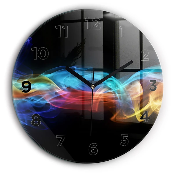 Lignes abstraites colorées Horloge ronde en verre 60 cm