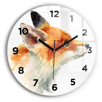 Aquarelle jeune renard Pendule murale ronde 60 cm