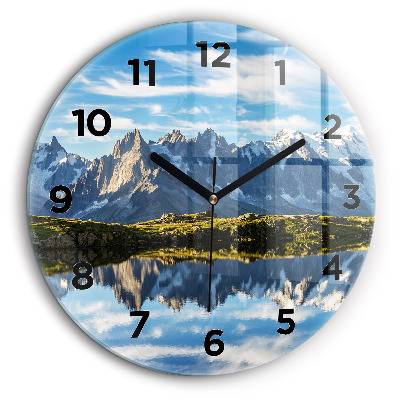 Vallée de Chamonix, Alpes Horloge ronde en verre 60 cm