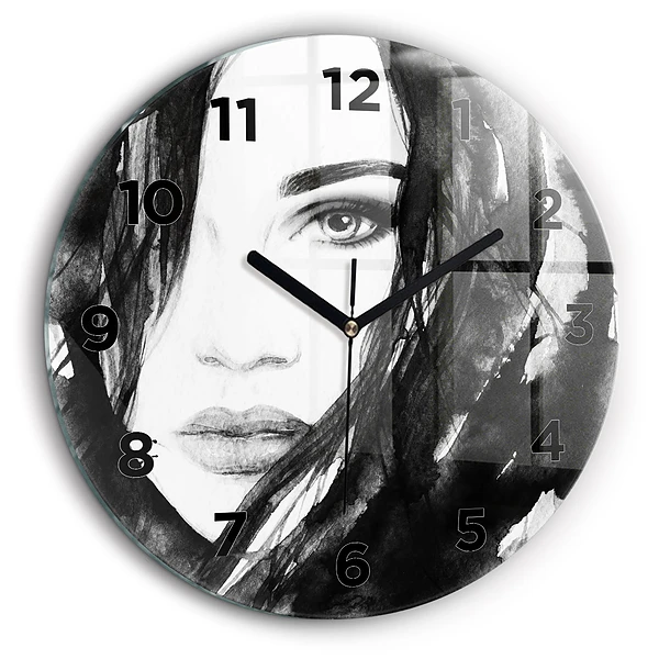 Portrait d'une femme Pendule murale ronde 60 cm