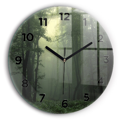 Forêt brumeuse le matin Horloge ronde 60 cm