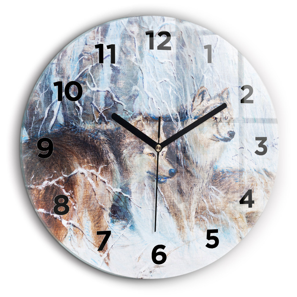 Loups dans la forêt Horloge ronde murale 60 cm