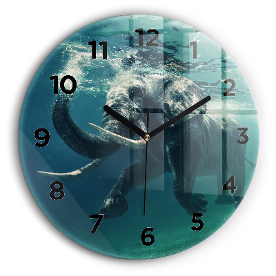 Éléphant flottant dans l'océan Horloge ronde murale 60 cm