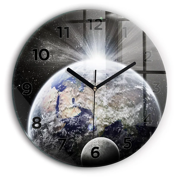 Terre Lune Soleil Horloge ronde murale 60 cm