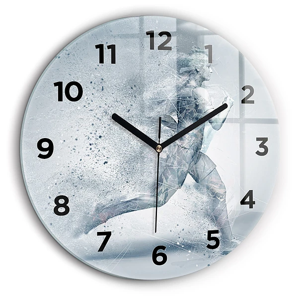 Homme courant Horloge ronde en verre 60 cm