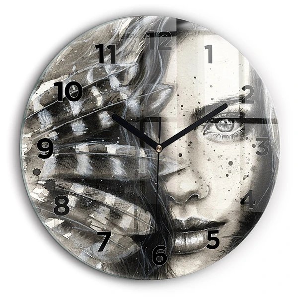 Portrait peint Horloge ronde murale 60 cm