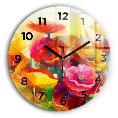 Coquelicots colorés Horloge ronde murale 60 cm