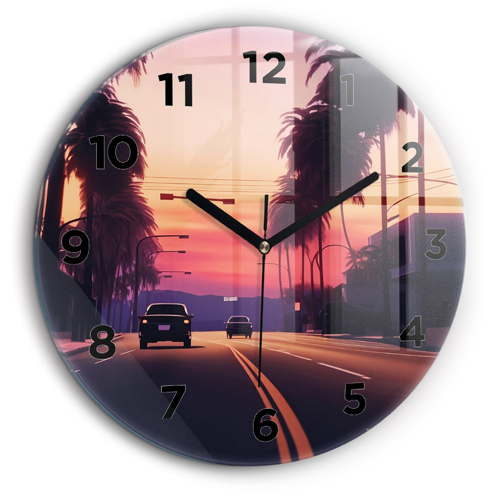 Coucher de soleil à Los Angeles Horloge ronde 60 cm